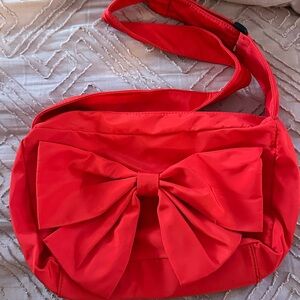 Red Bow Accent Crossbody Bag - Women's Fashion Shoulder Bag